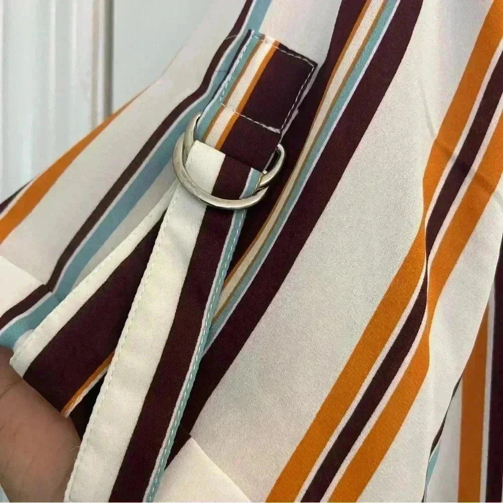 Striped Hi-Low Button Down Blouse by Cato - Picture 8 of 10
